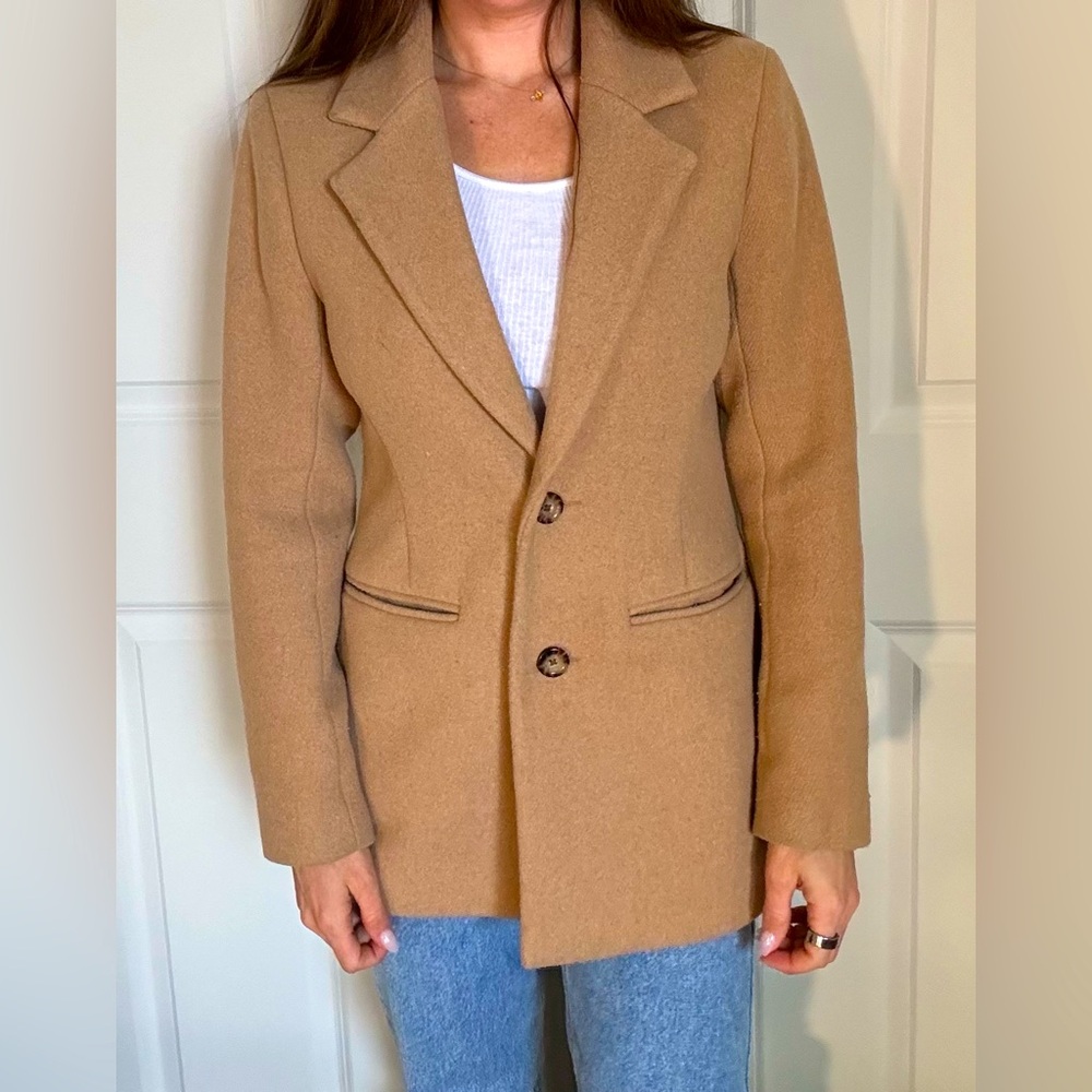 Abercrombie Women's Wool-Blend Blazer Coat Camel